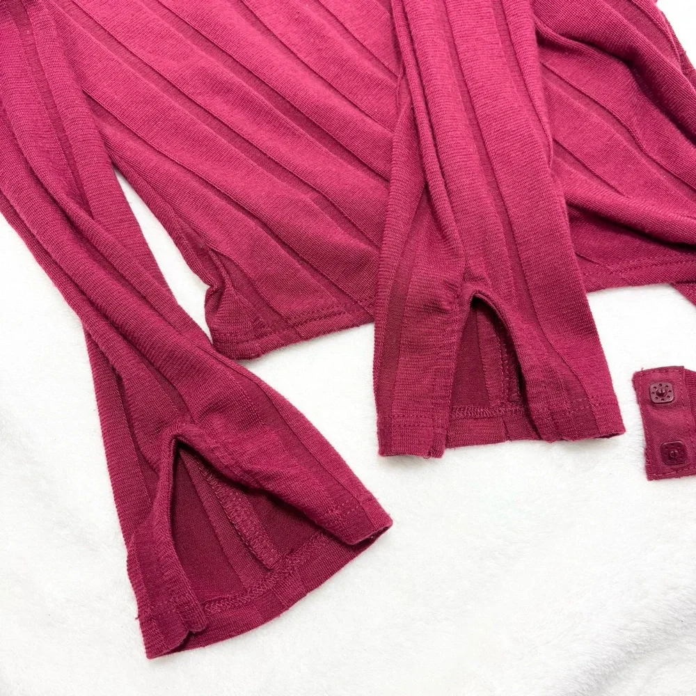 FREE PEOPLE INTIMATELY WINE RED LONG‎ SLEEVE BESIDE ME RIBBED THONG BODYSUIT S